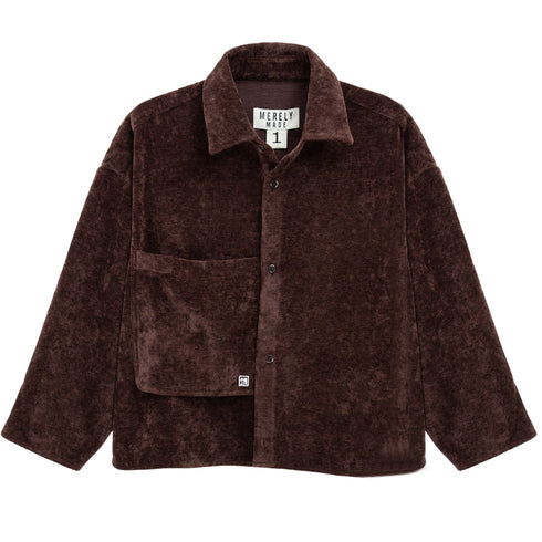 Merely Made Premium Sage Velvet Twill Cropped Shirt Chocolate 24FMLPR250SH Degli Uberti